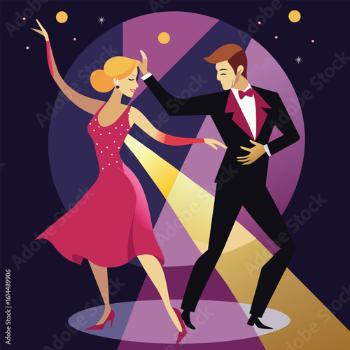 Dancing Couple on Stage – Flat Vector Scene