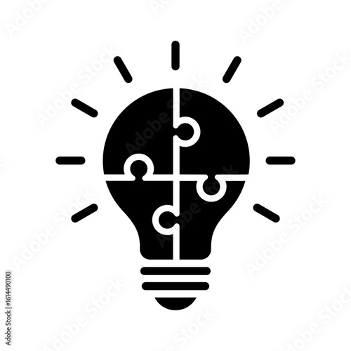 Light bulb puzzle icons set. Bulb checkmark black like quick tip line icon. Bulb icon expert, genius, idea, innovation, mark, creative, positive, smart, solution, strategy, think, tick, choice. Vector