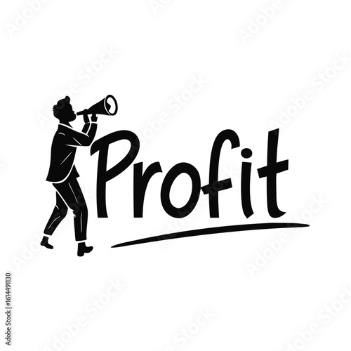 Businessman announcing profit with a megaphone