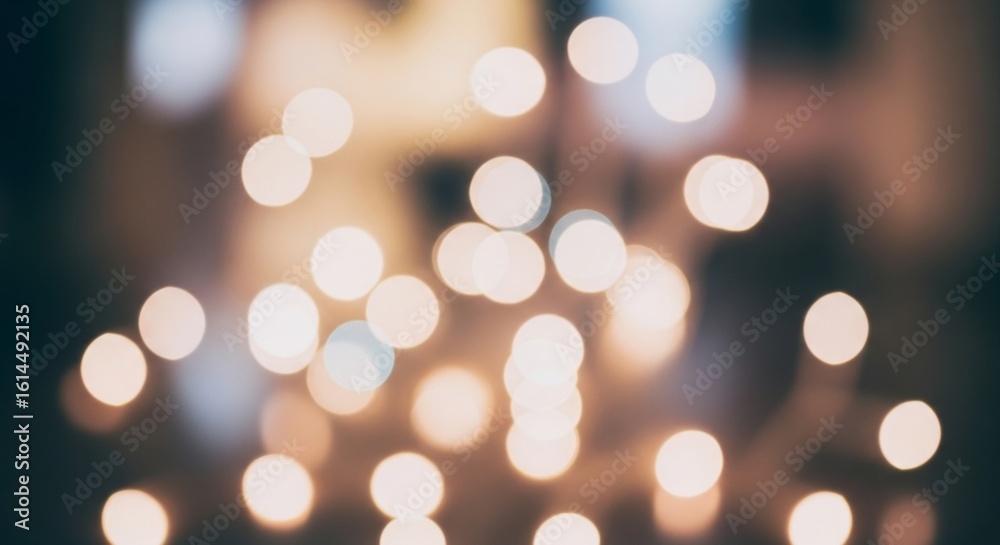 Fototapeta premium Abstract Warm Bokeh Lights Background: Festive Golden Blurred Lights for Design