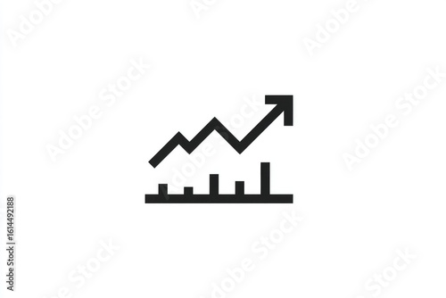 Simple black graphic of a rising line graph with bar indicators