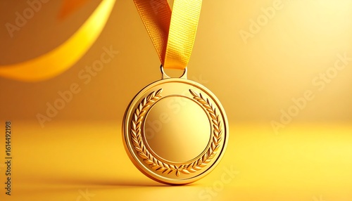 Golden medal with ribbon