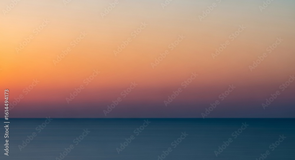 Fototapeta premium Serene Sunset over Calm Ocean: Abstract Coastal Landscape Photography