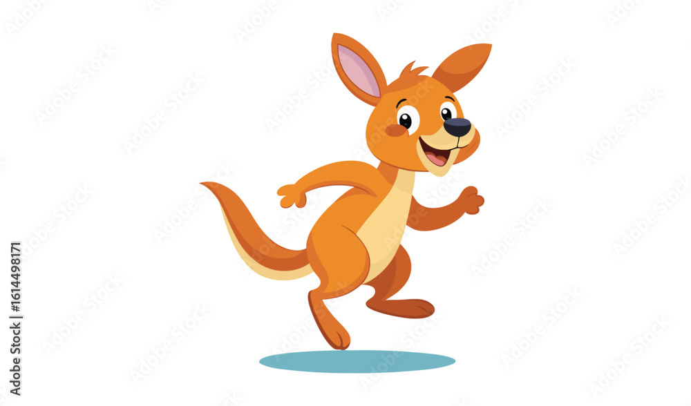 Obraz premium Happy cartoon kangaroo jumping with joy