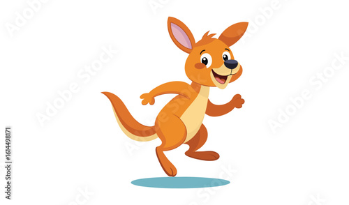 Happy cartoon kangaroo jumping with joy