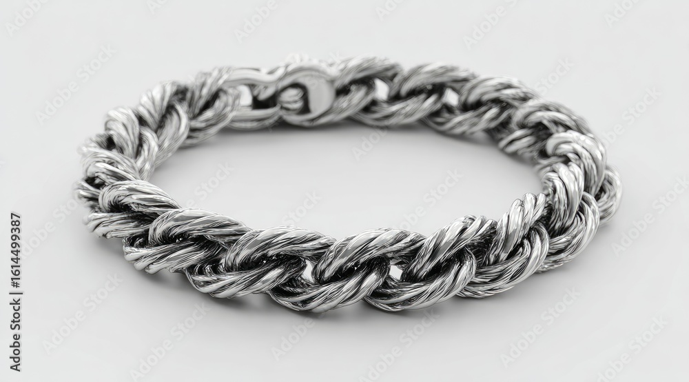 Naklejka premium Silver rope bracelet, close-up