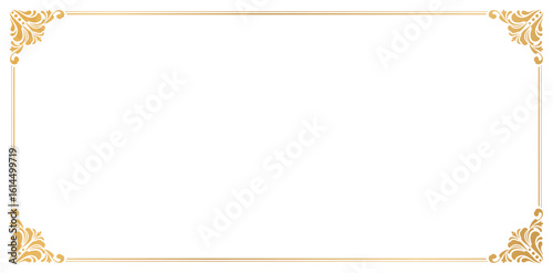 rectangle Decorative frame Elegant element corner for design in Eastern style, place for text. Floral golden border. Lace illustration for invitations and greeting cards, elements design material