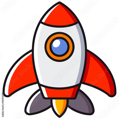Vector icon of a launching rocket, a symbol for a business startup.