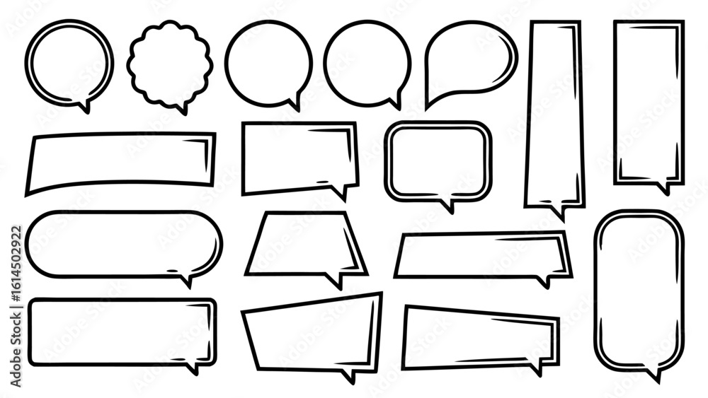 Obraz premium Set of Hand Drawn Speech Bubbles on tranparent background