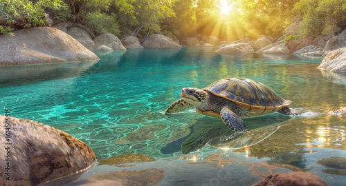 turtles in the water