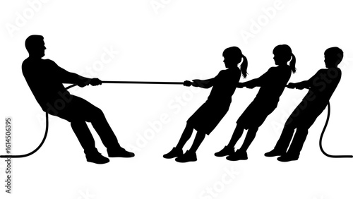 silhouette of a tug of war