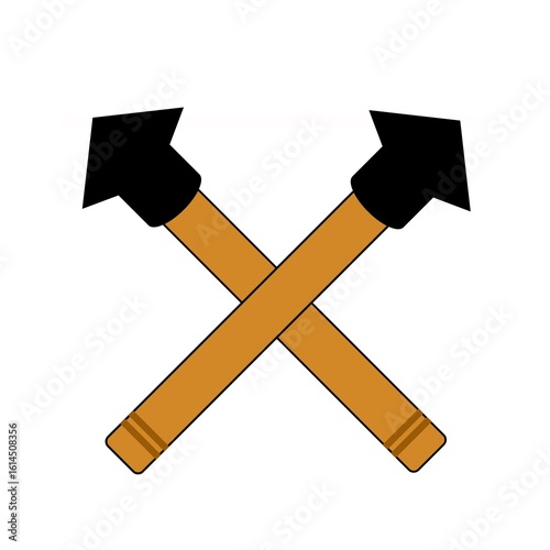 Two spears illustration, vector on a white background.