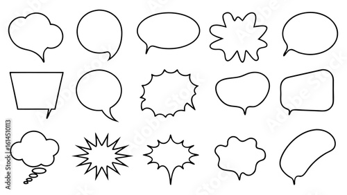 Set of Hand Drawn Speech Bubbles on tranparent background