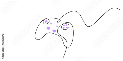 Gaming controller continuous one line drawing, concept of playful interaction and contemporary leisure.