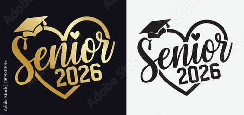  Senior 2026 SVG Design with Bold Typography and Graduation Theme Elements
