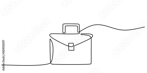 Continuous line drawing of a briefcase, minimalist vector art for business and career.