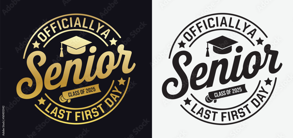 Fototapeta premium Officially a Senior Class of 2026 Last First Day SVG Design with Playful Typography and School Theme Elements