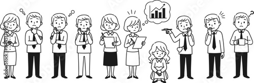 Business team problem solving brainstorming meeting concept illustration vector design art work image