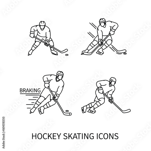 Hockey players skating and puck ice hockey