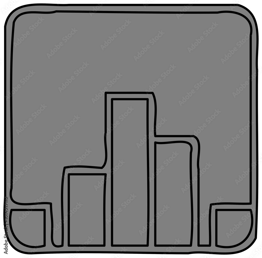 Simple, gray, outlined illustration of a bar graph, representing data visually. Simple, gray, outlined illustration of a bar graph, representing data visually.