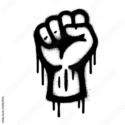 Black Graffiti Spray Paint Dripping Clenched Fist Icon