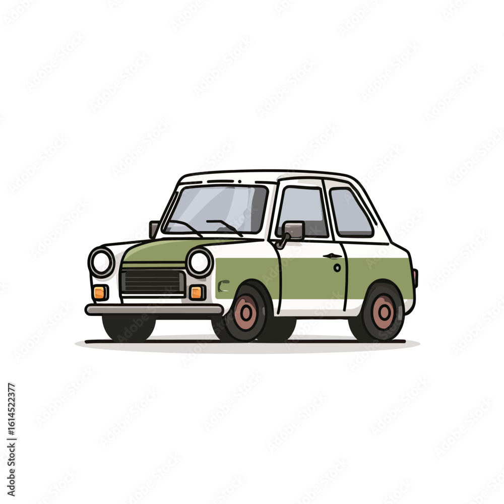 A charming, hand-drawn cartoon illustration of a classic, retro-style compact car in a cheerful green and white color scheme, evoking a sense of nostalgic travel.
A charming, hand-drawn cartoon illustration of a classic, retro-style compact car in a cheerful green and white color scheme, evoking a sense of nostalgic travel.