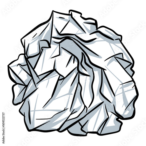 Handdrawn Style Crumpled Paper Ball Waste Idea Trash Element