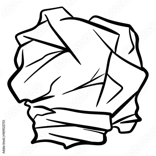 Simple Outline Style Crumpled Paper Ball Waste Concept Illustration