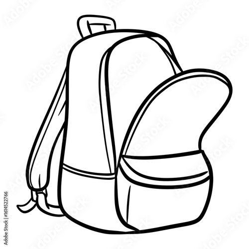 Simple Line Art Opened Backpack Schoolbag Item Icon Graphic Design