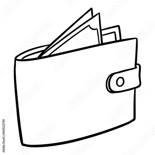 Simple Line Art Wallet With Money Icon For Financial Illustration