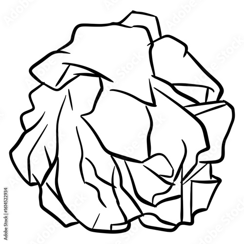 Simple Line Art Crumpled Ball of Paper Waste Rubbish Icon