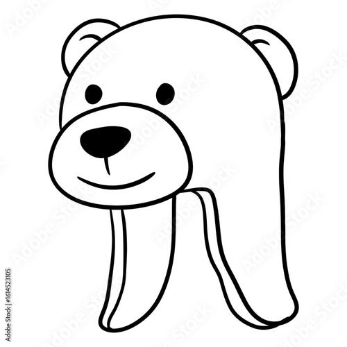 Minimalist Outline Black and White Bear Hat Winter Clothing Accessory