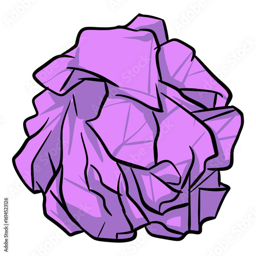 Cartoonish Handdrawn Crumpled Purple Paper Ball Waste Illustration