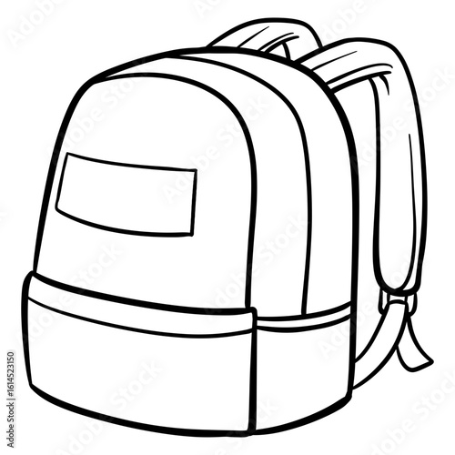Simple Outline Style School Backpack with Straps and Pocket Illustration