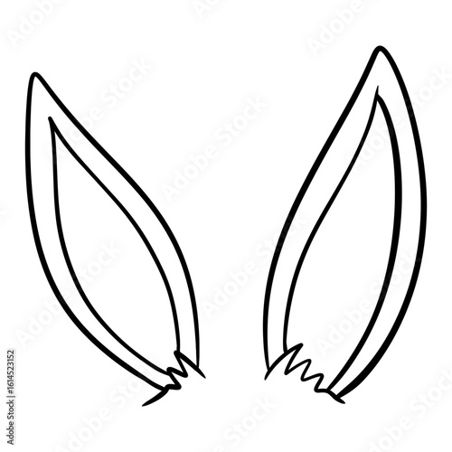 Simple Outline Drawing Two Bunny Ears Decoration Isolated on White