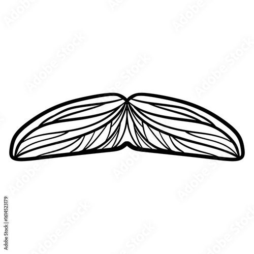 Detailed Line Art Mustache Graphic Symbol Facial Hair Element Decoration