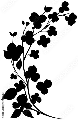 Floral Border Element Featuring Forget Me Not Silhouette
