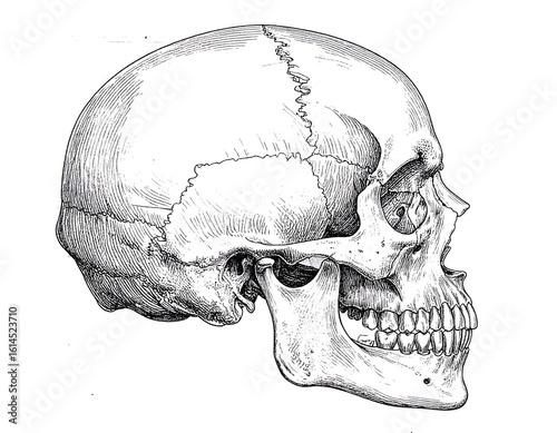 Detailed anatomical drawing of a human skull (1)