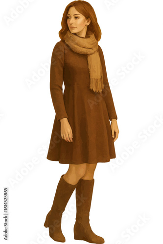 Stylish Women in Watercolor – Fashion Portraits in Modern, Vintage, and Traditional Outfits with Transparent Backgrounds