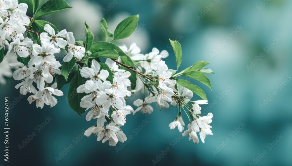 Fototapeta premium Delicate white blossoms on a branch.