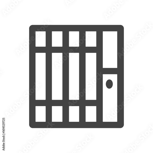 Outline Minimalist Prison Bar Door Icon Symbol with Rounded Corners Style