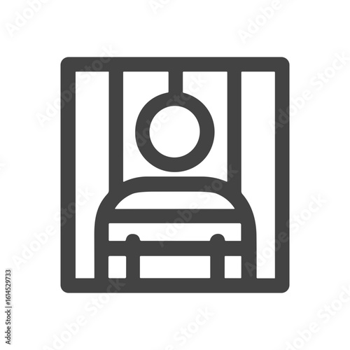 Minimalist Outline Inmate Behind Bars Symbol Icon Illustration