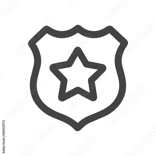 Simple Outline Star Inside Shield Shape Security Element Icon