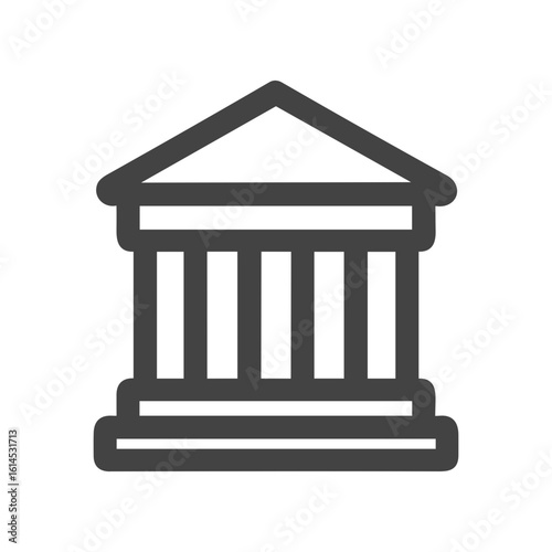 Minimalist Outline Courthouse Icon Government Building Structure Symbol Design