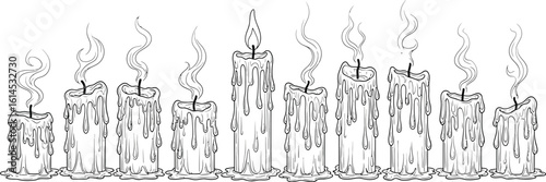 Line art candles drawing illustration vector design for coloring page and decoration