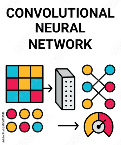 Convolutional Neural Network Vector Illustration – CNN AI Deep Learning Diagram