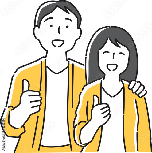 グッドポーズをとる男女