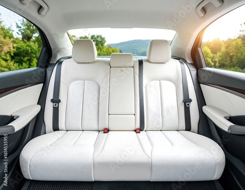 Interior of a car with white seats