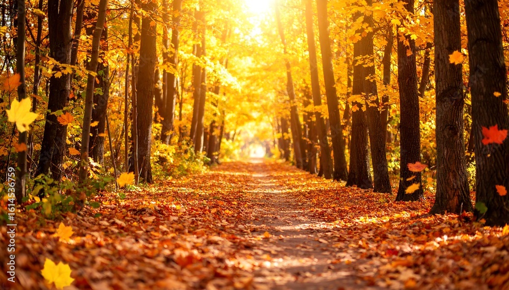 Fototapeta premium Sunlit autumn forest path