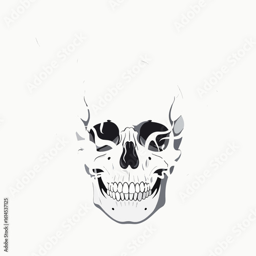Skull with Rising Smoke Flat Vector Composition